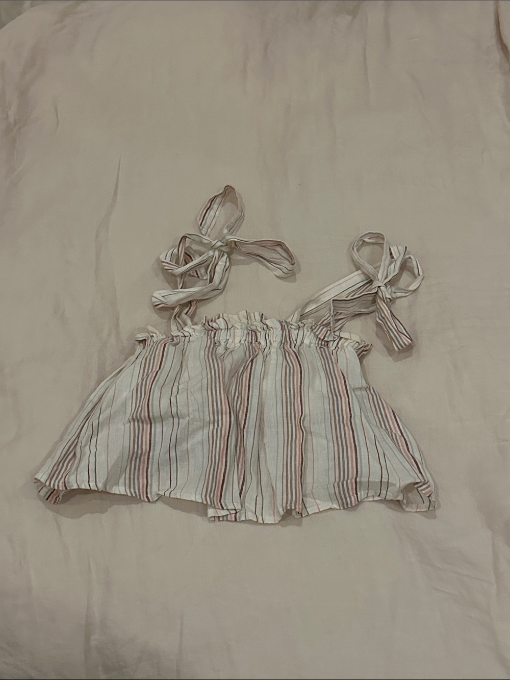 Striped Tie-Shoulder Crop Top